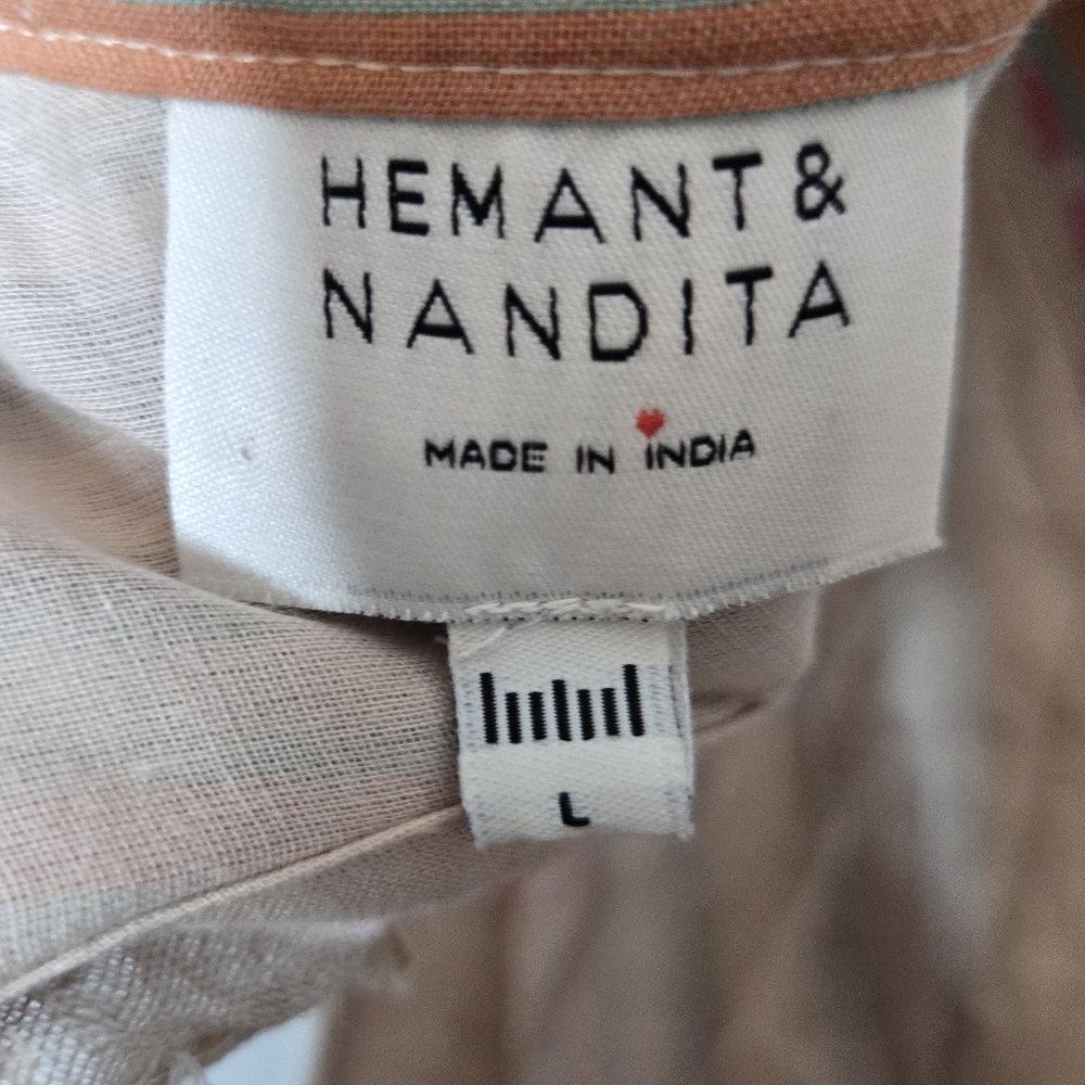 Anthropologie Hemant & Nandita‎ Pixie Boho Printed Fringe Long Maxi Dress Large - Picture 9 of 12